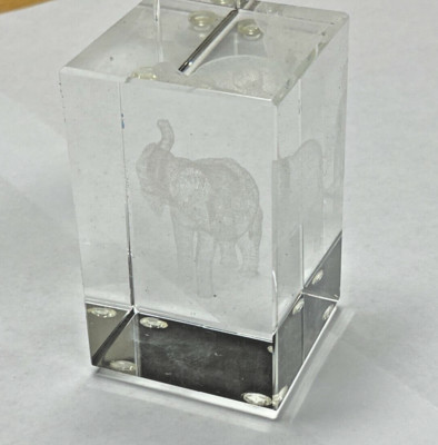 Image 3 Crystal by Jaffa Rectangle Elephant Paperweight   original box