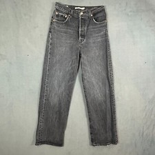 Levis Premium Jeans Womens 26 Black Ribcage Straight Button Fly Stretch Denim