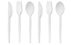 Plastic Cutlery Set White Heavy Duty Reusable Spoons Forks Knives Mix Tithe