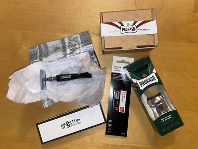 Shaving Bundle: C.O. Bigelow Safety Razor-Brush-Blades-Creams-Gillette Mach 3