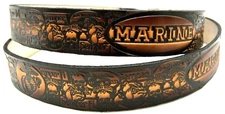 USMC MARINES SEMPER FI MILITARY VETERAN GENUINE COWHIDE LEATHER BELT MADE IN USA