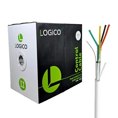 LOGICO 1000' 18/4 Shielded CMR/CL3R Security Alarm Bare Copper Cable PVC Jacket White
