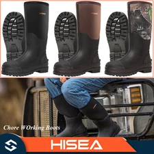 HISEA Men Rain Boots Waterproof Non-Slip Snow Fishing Hunting Farm Mud Work Boot