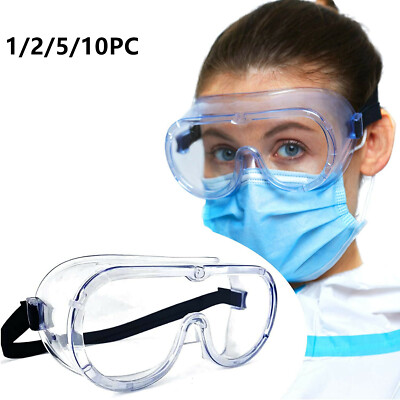 1/2/5/10PC Safety Goggles Eye Protection Lab Work Eyewear Glasses Clean Lens