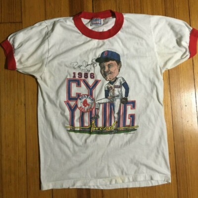Vintage Roger Clemens Caricature T-Shirt Cy Young Boston Red Sox 80s Baseball