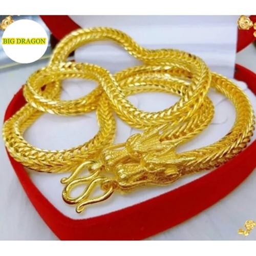 24K Chain Jewelry THAI BAHT YELLOW GP GOLD Necklace AMULET SUPER BIG DRAGON 26" - 第 1/7 張圖片