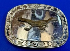 Southwestern Style Roadrunner Desert Bird Reflective Two Tone Belt Buckle