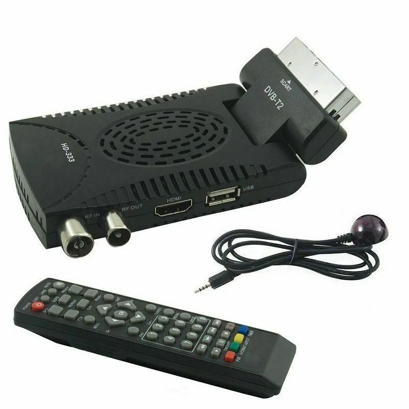 DECODER MINI DIGITALE TERRESTRE DVB T2 SCART 180 USB HDMI HD 333 CON TELECOMANDO