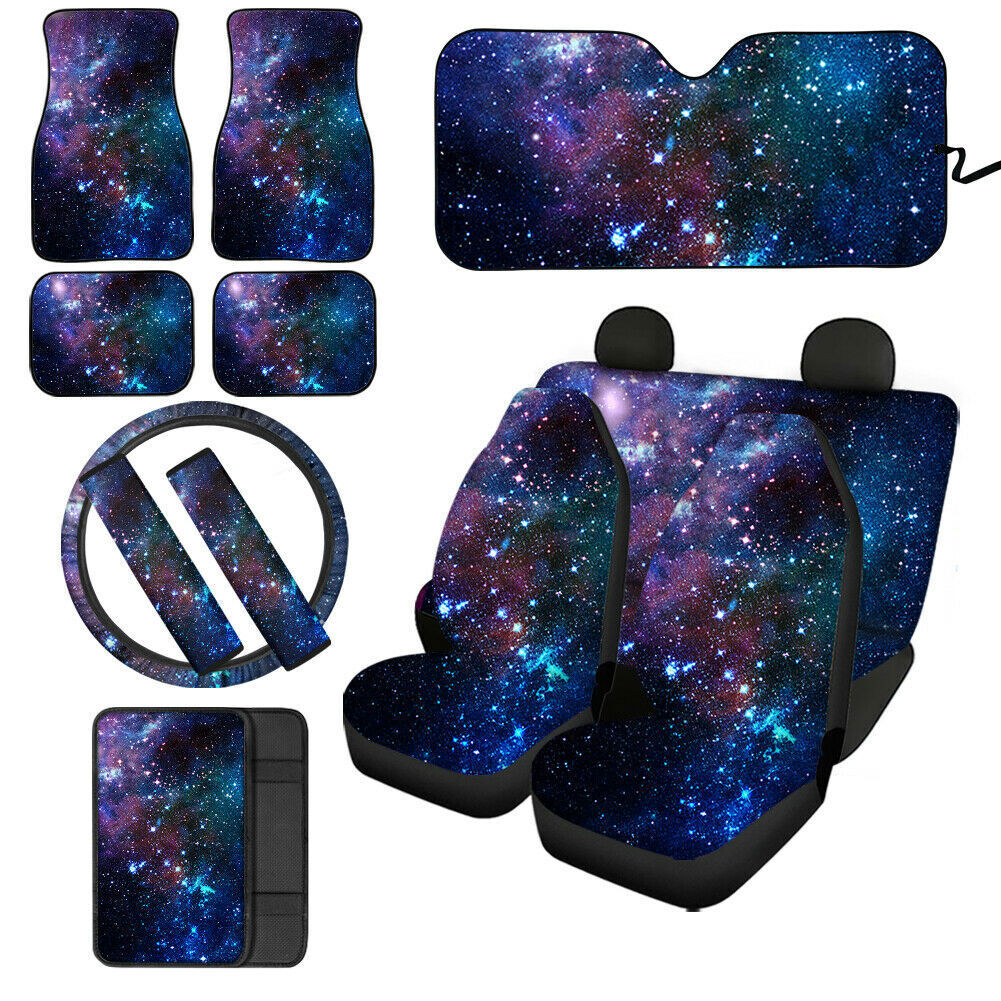Blue Galaxy Car Front Seat Cover Kit Universal Soft Durable Fits Most Vehicles