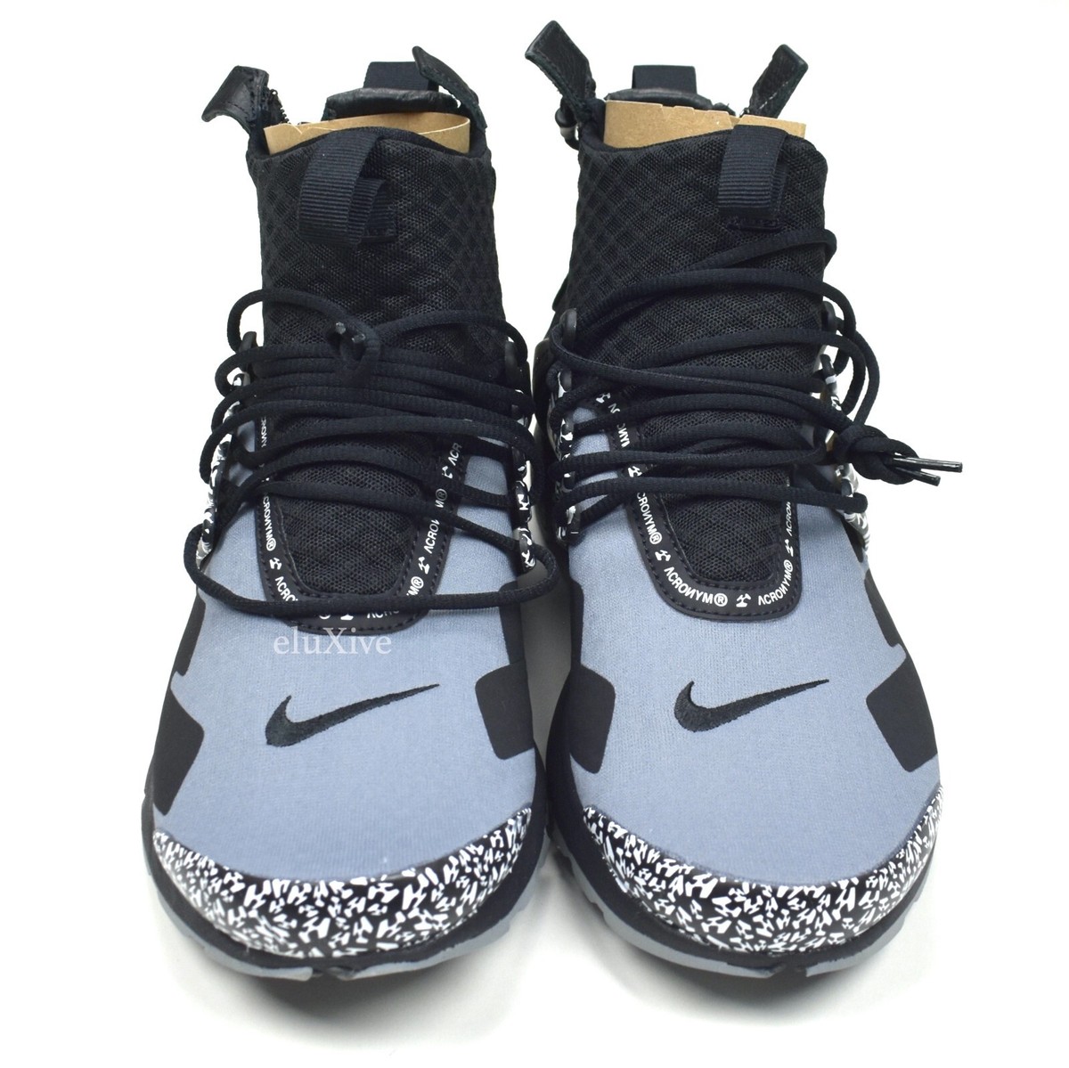 NWT Nike Acronym Air Presto Mid Safari Black Gray Sneaker NWT Nike Acronym Air Presto Mid Safari Black Gray Sneaker