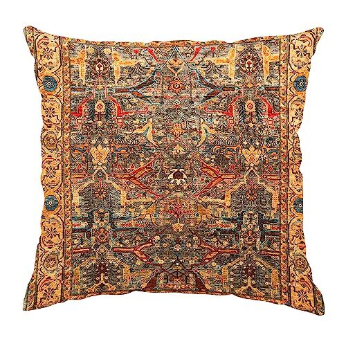 Boho Orange Ethnic Pillow Covers 14x14 for Outdoor Decor-image