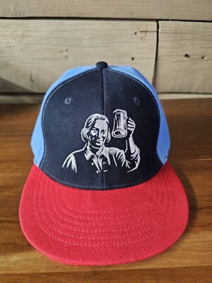 Huge! Samuel Sam Adams Red Blue Embroidered Logo Baseball Fitted Hat Cap L/XL