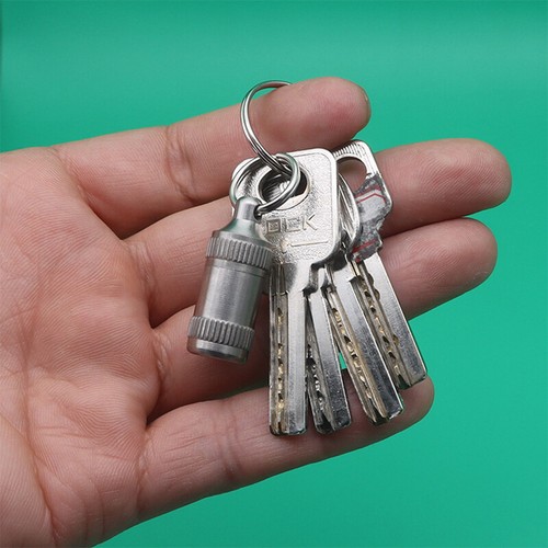 Mini Titanium Waterproof Emergency Capsule Box Pill Case Keychain Pendant Bottle - Picture 12 of 14