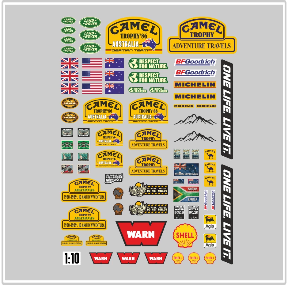 1:10 RC Car Aufkleber - Trophy Defender Landrover Camel ONE LIFE. Crawler - Bild 3 von 3