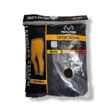 Realtree Men's Cotton Thermal Base Layer Bottoms Size M Black