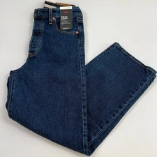 Levi's Premium Women Ribcage Straight Ankle Button Fly Jeans  Blue  26x27  NWT