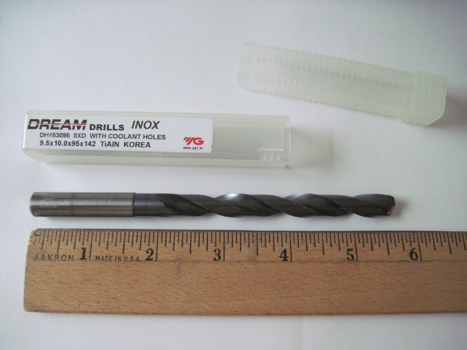 YG1 DH453095 Carbide Thru Coolant Taper Length Drill 9.5mm TiAlN 8xD, OAL: 142mm