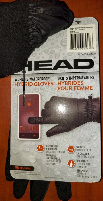 HEAD Womens Waterproof Hybrid Gloves in Black colour. Size Large. New with Tag. 