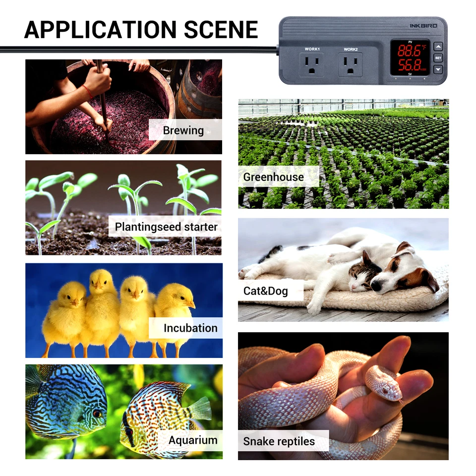 1800W Temperature Humidity Sensor Controller Humidistats Thermostats ITC-608T CF - Image 3 of 4
