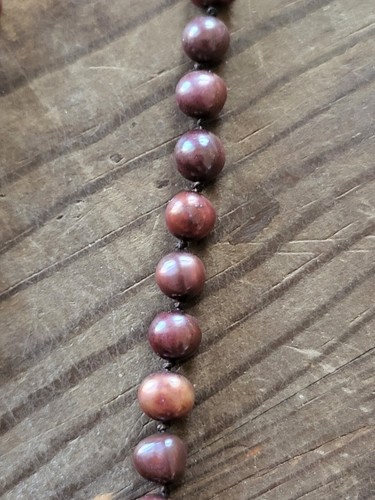 Cranberry Pearl Necklace With Sterling Clasp Red Garnet Color 15.5 Grams 5.5mm - Picture 10 of 10