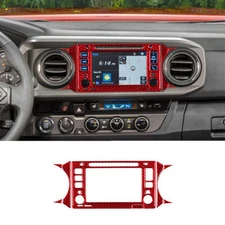Red Carbon Fiber Interior Radio With Navigation Cover Trim For Toyota Tacoma