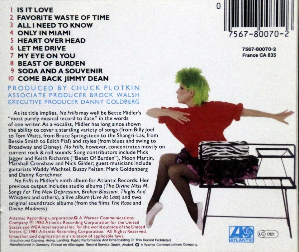 CD - BETTE MIDLER - No Frills - Bild 2 von 2