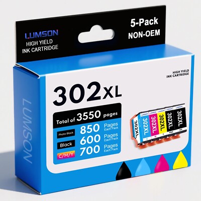 5-Pack 302XL T302XL Ink For Epson Expression Premium XP-6000 XP-6100 Printer NEW