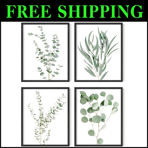 Elegant Floral Kitchen Wall Art in Black Frame - Set of 4 Botanical Prints