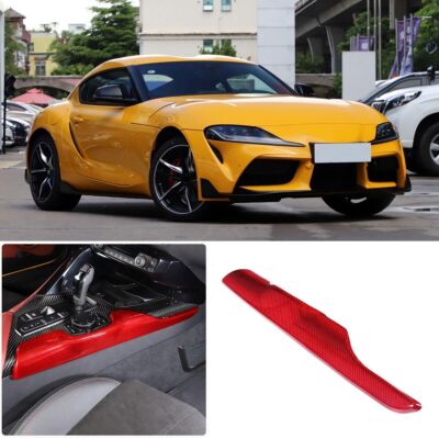 Red Carbon Fiber Centre Console Gearbox Side Trim Frame For Toyota Supra 2019-22