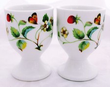 Strawberries & Butterflies Eggcups Set 2 Bone China Egg Cups Decorated in U.K.