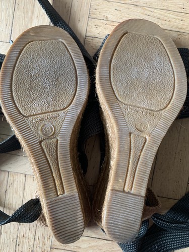 Sandalias Fornarina alpargatas tacón de cuña verde lino talla 38 EXCELENTES - Imagen 14 de 15