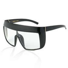 Shield Visor Sunglasses Women Fashion Futuristic Cyclops Sun Glasses Clear Lens