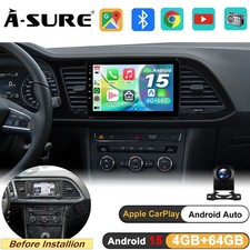4+64G Android 15 Autoradio Carplay GPS Navi +Kam für Seat Leon 5F1 5F5 2012-2020
