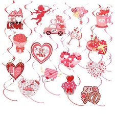36 Pcs Valentine's Day Hanging Swirl Decorations Set,Happy Valentines Day