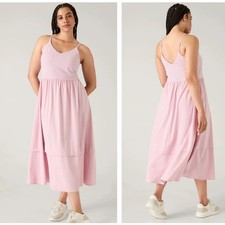 ATHLETA Elation V-Neck Hybrid Midi Active Dress Pink Sz XL 129 3K42 