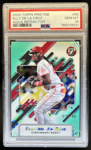 2025 Topps Pristine Elly De La Cruz Aqua Refractor #/199 Reds PSA 10 GEM MINT