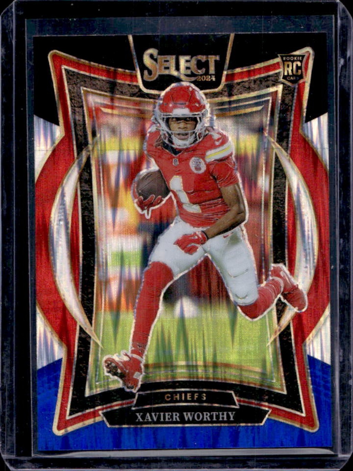 2024 Select Xavier Worthy Concourse RC Black and Blue Prizm Shock #32 Chiefs