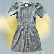 UO Carrie Women’s Puff Sleeve Gray Mini Dress Size 2 Cotton Urban Outfitters