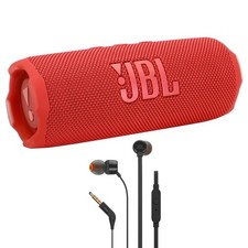 JBL Flip 7 Portable Waterproof Bluetooth Speaker Red  T110 In Ear Headphones