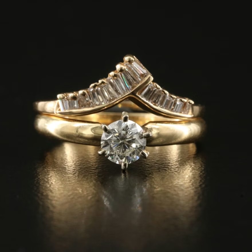 fine jewelry 14k gold ring set with diamond