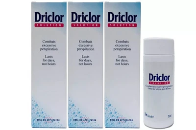 Driclor Antiperspirant Roll On Stops Sweating - 75ml Pack of 3 UK STOCK..