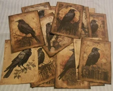 Set of 16 Crows and Ravens for Junk Journal pages, card making, scrapbooking etc