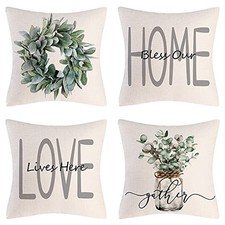 Throw Pillow Covers 18x18 Set of 4 Farmhouse Pillow Covers Natural Cushion
