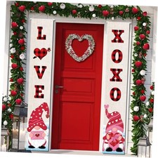 2 Pieces Valentine  s Day Hanging Banners Valentine Porch Sign Valentines Day