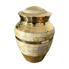 Pearl Petal Adult Brass Cremation Urn for Ashes