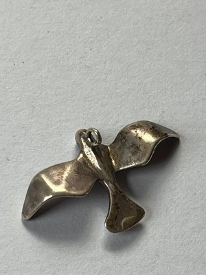 VIntage Nonmagnetic Silver Flying Bird Seagull Pendant -  7/8th s x 1.25 inches