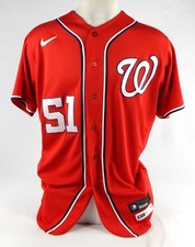 2022 Washington Nationals Jordan Weems #51 Game Issued Pos Used Red Jersey 46 55