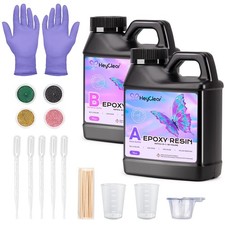 Epoxy Resin Kit 32 oz Crystal Clear, Hard Upgraded 2 Part Epoxy and Hardener ...