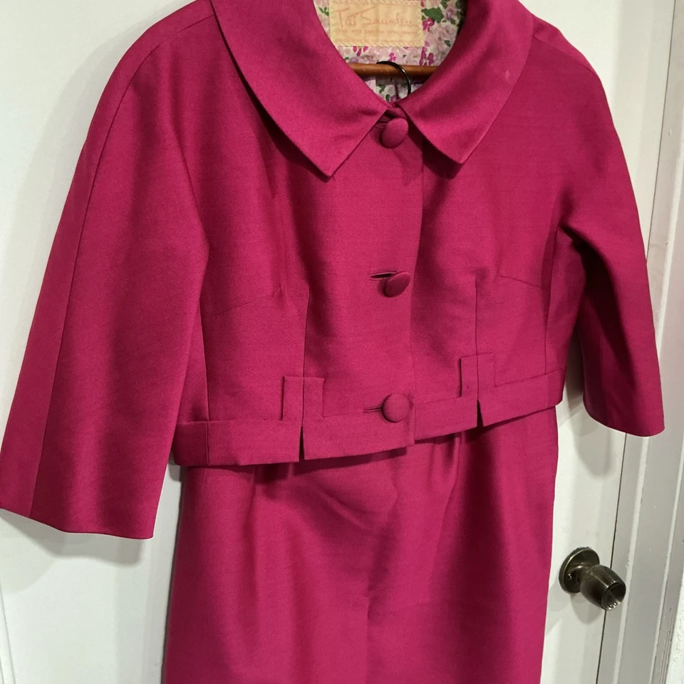 Terno Saia Tal Saunders Philippe Tournaye Marquesa Vintage, Rosa, Tamanho 12, Anos 60 - Imagem 4 de 4