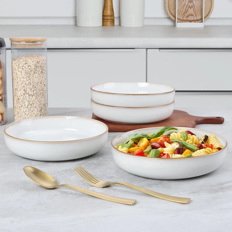 Juego de 4 tazones para pasta, 35 oz. Ensaladera grande para servir platos Foto 4 de 4